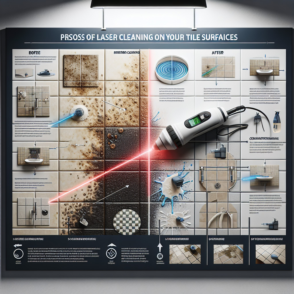 Laser cleaning for removing contaminants from tile surfaces